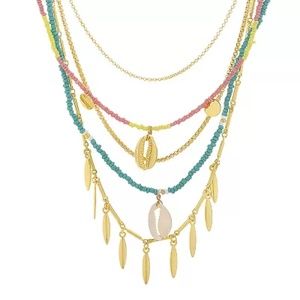 MADDEN GIRL 5-piece Gold-Tone & Shell Layered Necklace Gift Set